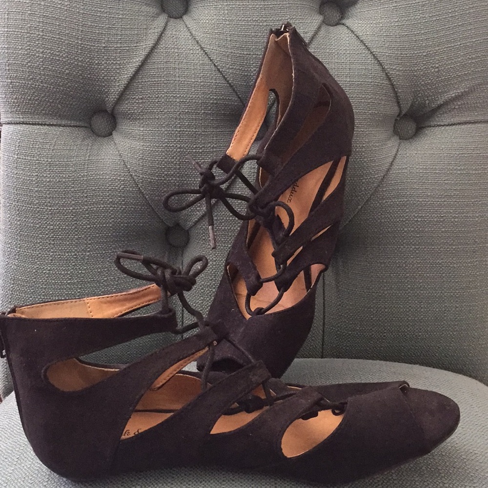 Black lace up ankle sandals
